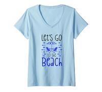Femme Chaises de Plage d'été Let's Go to The Beach T-Shirt avec Col en V