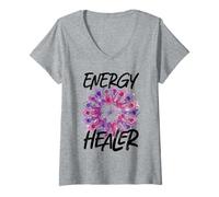 Femme Chakra Aquarelle Guérisseur d'énergie T-Shirt avec Col en V