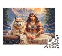 Femme chamane et Loup en forêt - Puzzle de 1000 pièces pour Adultes - Un défi Impossible pour Le développement cérébral - 70 x 50 cm