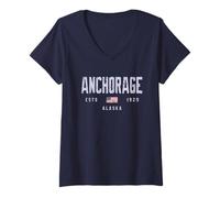 Femme Champ d'Anchorage en Alaska//Anchorage AK T-Shirt avec Col en V