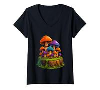Femme Champignons mystiques Mystic Mushroomcore Goblincore Fantasy T-Shirt avec Col en V