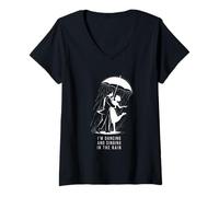 Femme Chanter et danser sous la pluie Théâtre musical Broadway T-Shirt avec Col en V