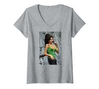 Femme Chanteur Amy Winehouse Live Glastonbury 2007 T-Shirt avec Col en V