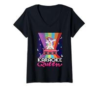 Femme Chanteur chantant musique soirée karaoké Queen T-Shirt avec Col en V