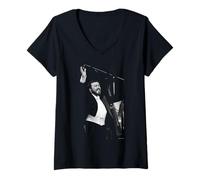 Femme Chanteur d'opéra Italien Luciano Pavarotti par Michael Grecco T-Shirt avec Col en V
