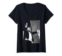 Femme Chanteur d'opéra Luciano Pavarotti par Michael Grecco T-Shirt avec Col en V