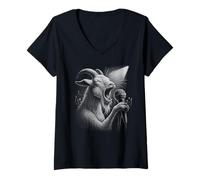 Femme Chanteuse chanteuse de chèvre pour amoureux des animaux T-Shirt avec Col en V