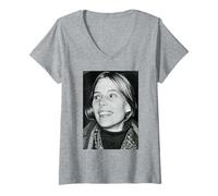 Femme Chanteuse Folk Joni Mitchell Clouds Era 1969 T-Shirt avec Col en V