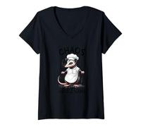 Femme Chaos est Mon deuxième prénom - Funny Possum T-Shirt avec Col en V