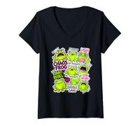Femme Chaos Frog Doodle Grunge Meme Frog Energy T-Shirt avec Col en V