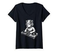 Femme Chapeau cloche DJ pour les amateurs de rave, drôle EDM Dance Music T-Shirt avec Col en V