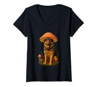 Femme Chapeau de berger allemand drôle Amanita Muscaria T-Shirt avec Col en V