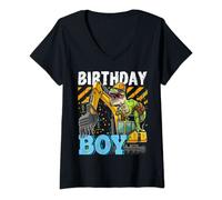 Femme Chapeau de construction dinosaure pour anniversaire d'un garçon T-Shirt avec Col en V