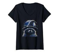 Femme Chapeau de Magicien Raton Laveur - Sorcière - Animal Effrayant - Amusant pour Halloween T-Shirt avec Col en V
