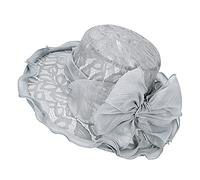 Femme Chapeau de Mariage Dentelle Capeline Elégante Chapeau de Soleil Plage Voyage Eté Protection Solaire Casquette Visière Extérieur avec Bowknot Détachable Bibi Fascinator pour Soirée Bal Vacances