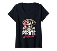 Femme Chapeau de Princesse Pirate avec nœud T-Shirt avec Col en V