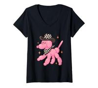 Femme Chapeau et bandana à carreaux pour chien ballon T-Shirt avec Col en V