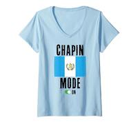 Femme Chapin Mode Guatémaltèque Quetzal d'Antigua 502 Tikal Maya Atitlan T-Shirt avec Col en V