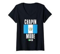 Femme Chapin Mode Guatémaltèque Quetzal d'Antigua 502 Tikal Maya Atitlan T-Shirt avec Col en V