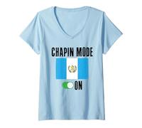 Femme Chapin Mode Guatémaltèque Quetzal d'Antigua 502 Tikal Maya Atitlan T-Shirt avec Col en V