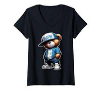 Femme Chapin Nounours Drapeau Guatemala T-Shirt avec Col en V