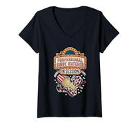 Femme Chapiteau Vintage Professionnel Binge Watcher in Session T-Shirt avec Col en V
