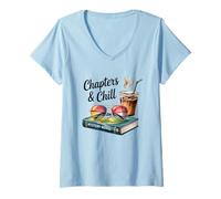 Femme Chapitres et détente avec un roman policier T-Shirt avec Col en V