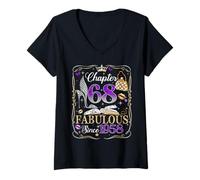 Femme Chapter 68 Fabulous Since 1958 High Heel 68th Birthday Women T-Shirt avec Col en V