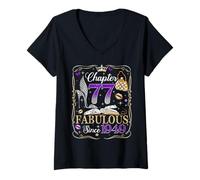 Femme Chapter 77 Fabulous Since 1949 High Heel 77th Birthday Women T-Shirt avec Col en V
