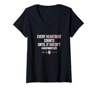 Femme Chaque Battement de cœur Compte jusqu'à ce qu'il ne Soit Pas anatomiste T-Shirt avec Col en V