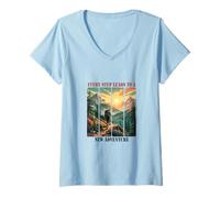 Femme Chaque étape mène à Un Nouveau Voyage d'aventure - Randonneur - Randonnée T-Shirt avec Col en V