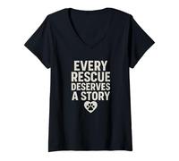 Femme Chaque sauvetage mérite une histoire. Espoir vintage animal de compagnie. T-Shirt avec Col en V