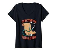 Femme Chaque symptôme raconte une histoire Interniste en médecine interne T-Shirt avec Col en V