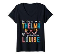 Femme Chaque Thelma a Besoin d'une Louise Retro Women Best Friends T-Shirt avec Col en V
