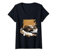 Femme Char Allemand Roi Tigre Char Allemand Soldats T-Shirt avec Col en V