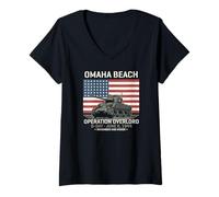 Femme Char Sherman de l'opération Overlord D-Day 1944 d'Omaha Beach T-Shirt avec Col en V