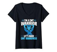 Femme Charcot Marie Tooth Disease Let's Raise Ribbon CMT Warrior T-Shirt avec Col en V