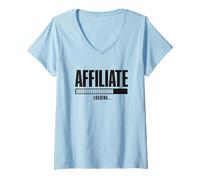 Femme Chargement D'affiliés Commerce En Ligne Marketing D'affiliés T-Shirt avec Col en V