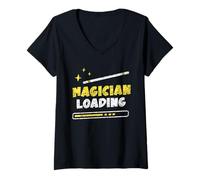 Femme Chargement du Magicien Magie Assistant Sorcier Magicien T-Shirt avec Col en V