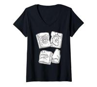 Femme Charles Bargue Plaques Visage avec Dessin Classique T-Shirt avec Col en V