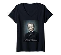 Femme Charles Baudelaire Écrivain Auteur français T-Shirt avec Col en V