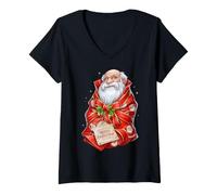 Femme Charles Darwin Evolution Theory Papier Cadeau Père Noël T-Shirt avec Col en V