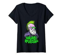 Femme Charles Darwin Punk Natural Selection Rejet Fun Science T-Shirt avec Col en V