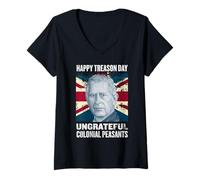 Femme Charles III - Happy Treason Day Ungrateful Colonial Peasants T-Shirt avec Col en V