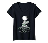 Femme Charlie Brown Good Grief, bande dessinée classique, golf, dessin animé rétro T-Shirt avec Col en V