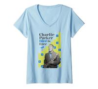 Femme Charlie Parker Bird est Libre T-Shirt avec Col en V