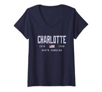 Femme Charlotte, Caroline du Nord Field//Charlotte, NC T-Shirt avec Col en V
