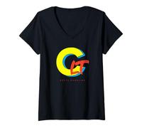 Femme Charlotte CLT Caroline du Nord Années 80 90 Pop Music NC Queen City T-Shirt avec Col en V