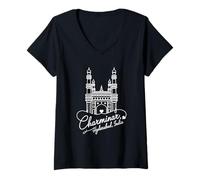 Femme Charminar, Hyderabad, Inde Signature Heart Art Souvenir T-Shirt avec Col en V