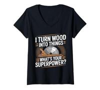Femme Charpentier drôle de Menuisier What's Your Superpower T-Shirt avec Col en V
